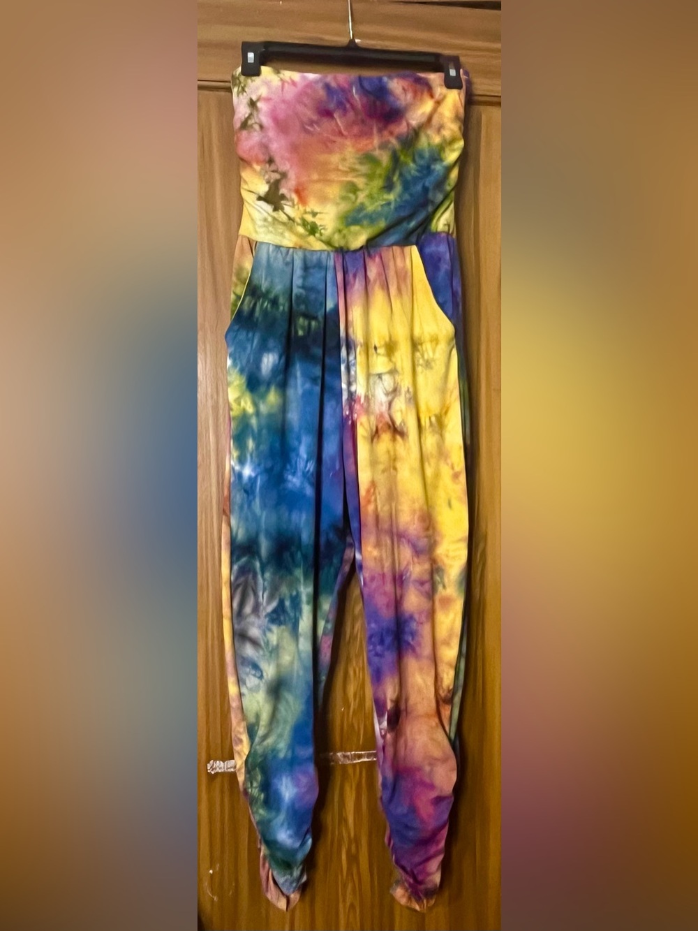 Tie-Dye Strapless Jumpsuit in Multicolor